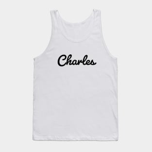 Charles Cursive Script Typography Black Text Tank Top